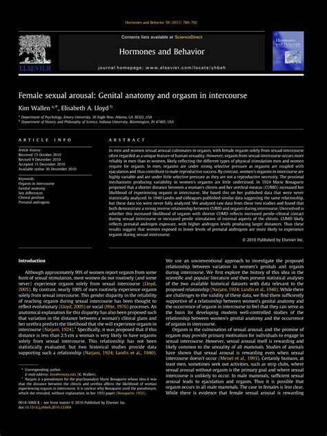 Female Sexual Arousal: Genital Anatomy and Orgasm in。